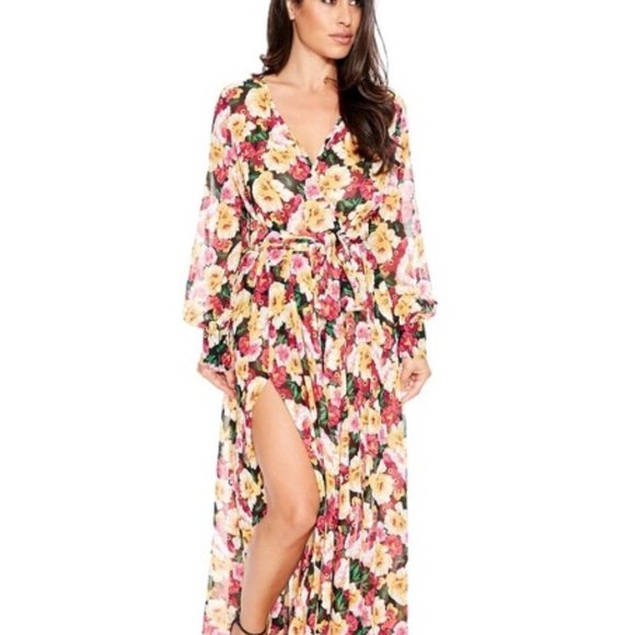 NWOT Naked Wardrobe Floral Maxi Dress - Picture 1 of 3